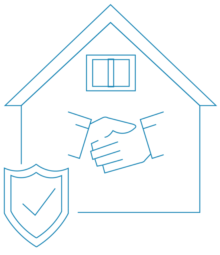 House and a handshaking icon as a sign of good relationship between builders and a trade person with check mark. Preventing building dispute in Sydney, New South Wales | Contracts Specialist