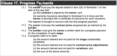 Security of Payment Clause on HIA Contract