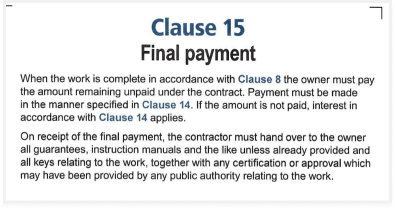 Final payment clause on home building contract