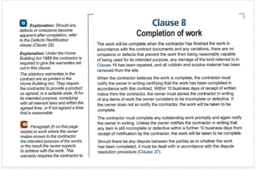 clause 8 of fair trading contracts