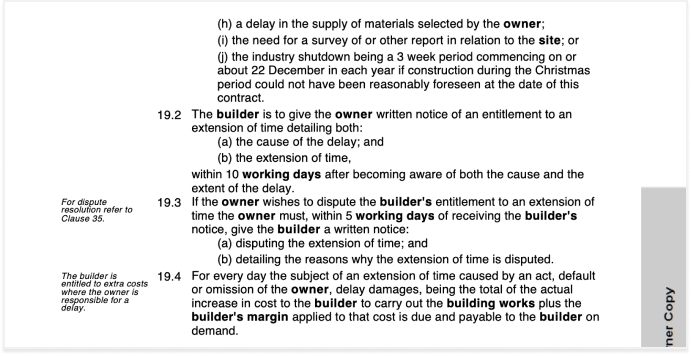 Extension of Time Clause in HIA NSW Contract