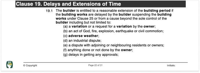 hia delay and extension time clause