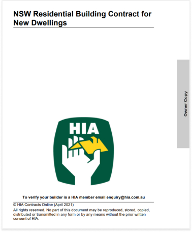HIA NSW Building Contract