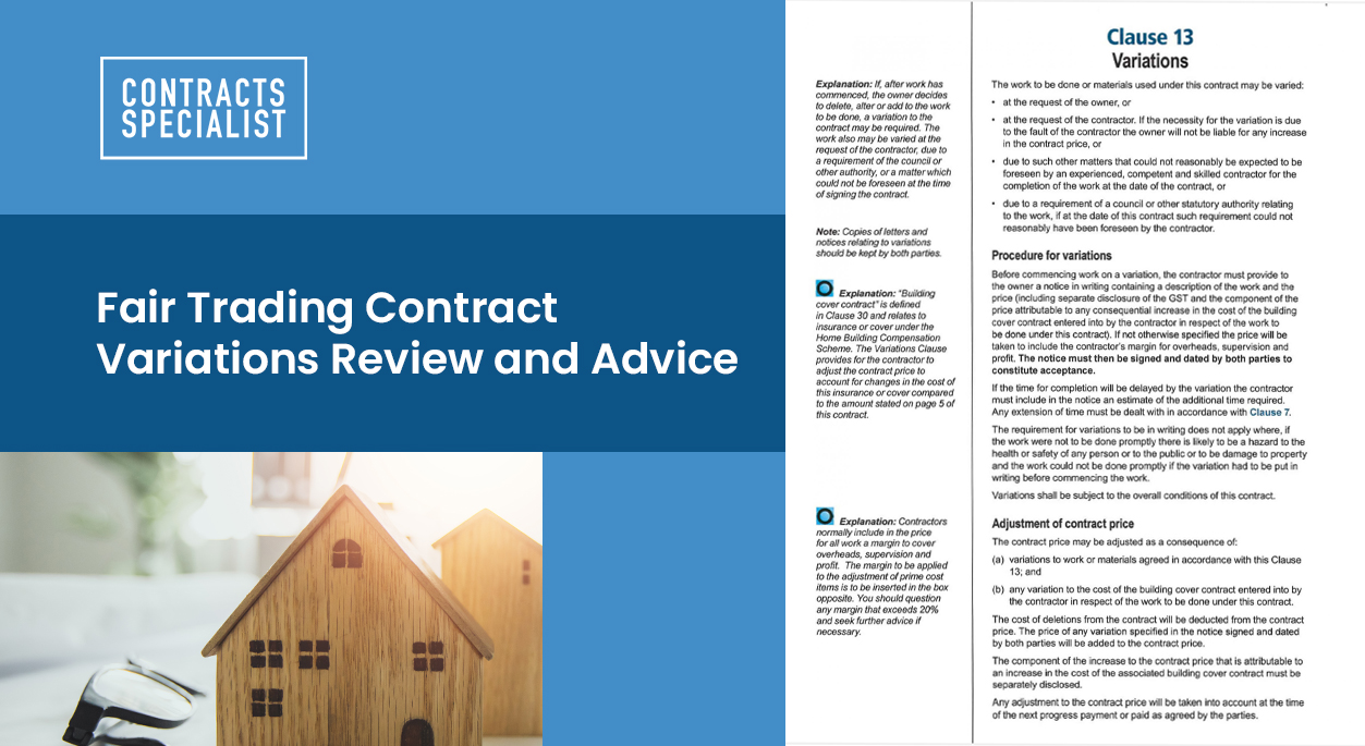 Fair Trading Contract Variations Review and Advice NSW