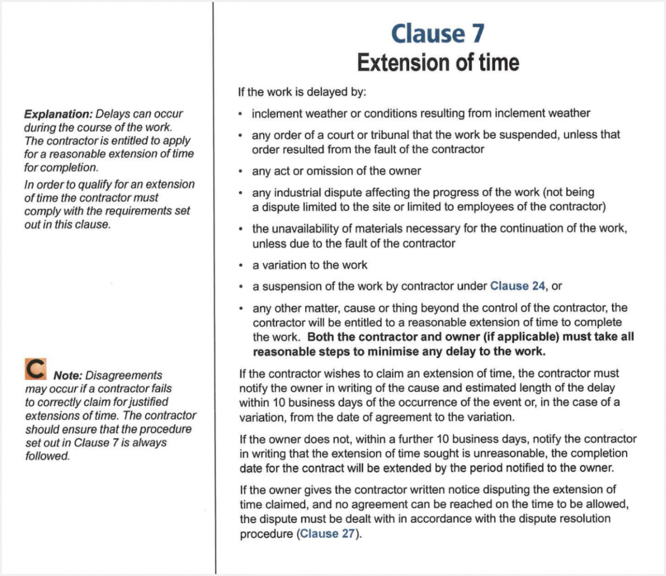 Fair Trading Contract NSW Extension of Time Clause