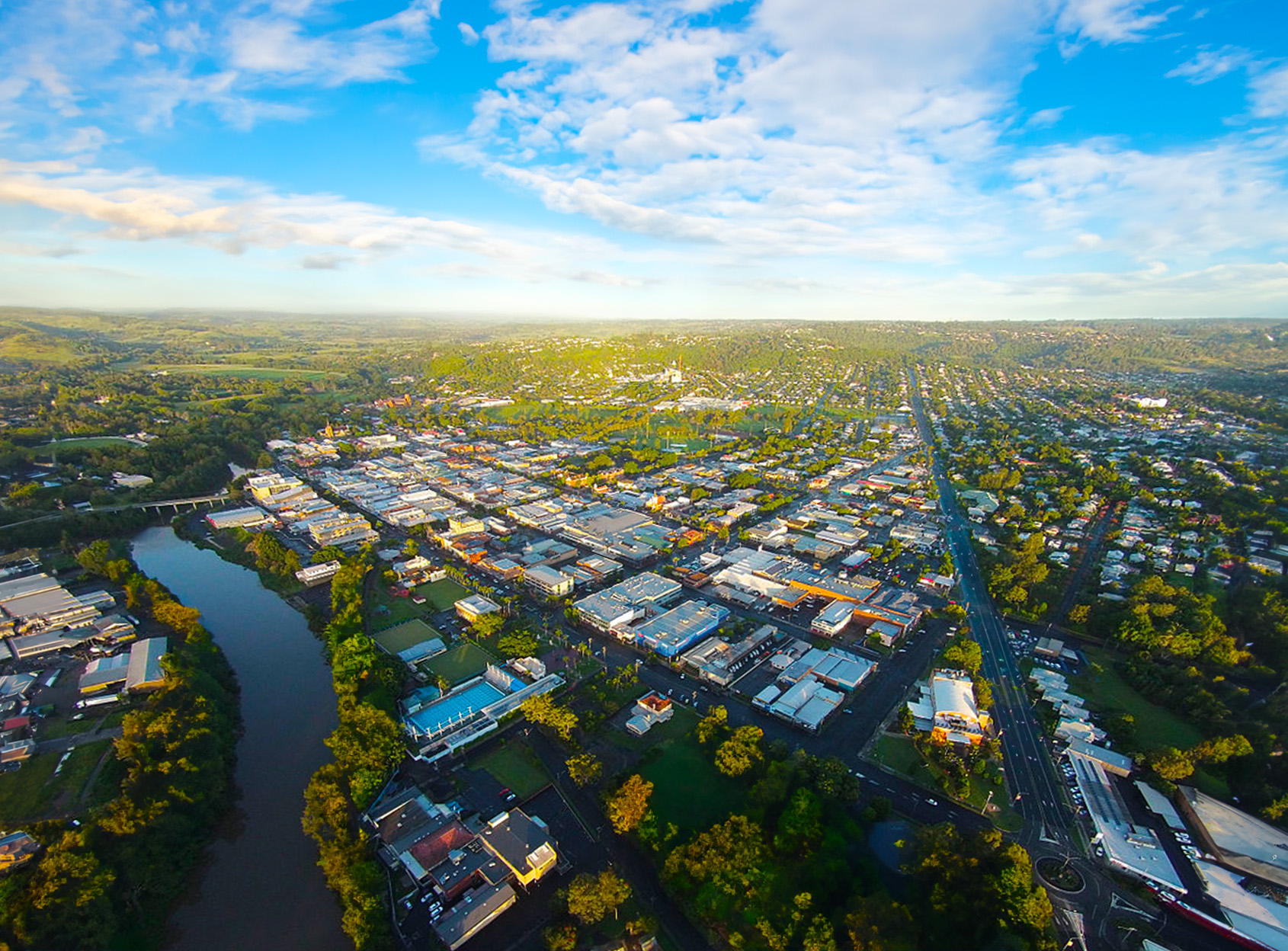 Aerial View of Lismore, NSW, Australia